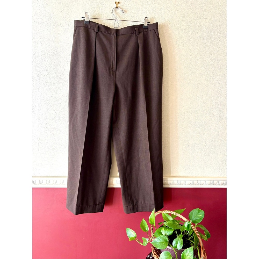 Vintage Jones New York Brown Wool Pleated High Rise Ankle Pants 16 Menswear Chic